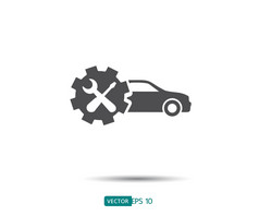 车服务图标汽车修复平维护标志设计向量插图