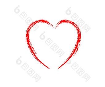 向量心形状框架与刷绘画孤立的白色背景手画设计为情人节rsquo一天网络图标象征标志浪漫的婚礼爱卡