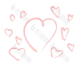 向量心形状框架与刷绘画孤立的白色背景手画设计为情人节rsquo一天网络图标象征标志浪漫的婚礼爱卡