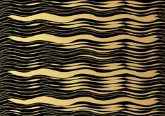 黄金豪华的行模式与手画行金波浪条纹摘要背景向量插图