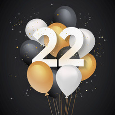 快乐生日气球问候卡背景年周年纪念日庆祝与五彩纸屑插图