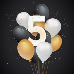 快乐生日气球问候卡背景年周年纪念日庆祝与五彩纸屑插图股票