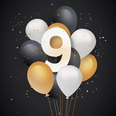 快乐生日气球问候卡背景年周年纪念日庆祝与五彩纸屑插图股票