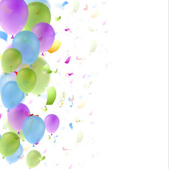 明亮的气球和五彩纸屑背景明亮的气球和五彩纸屑生日背景问候卡设计