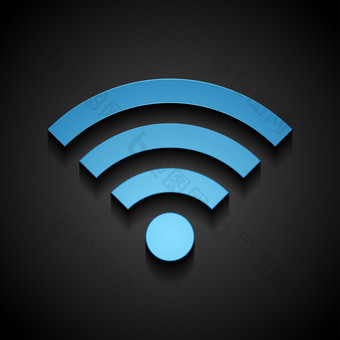 蓝色的无线网络科技图标黑色的背景无线网络无线技术设计蓝色的无线网络科技图标黑色的背景