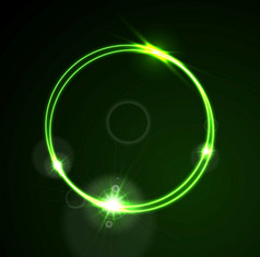 发光绿色霓虹灯明亮的环闪亮的背景能源效果标志模板设计发光绿色霓虹灯环闪亮的模板设计