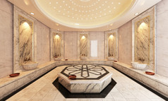 现代大理石土耳其浴设计和呈现