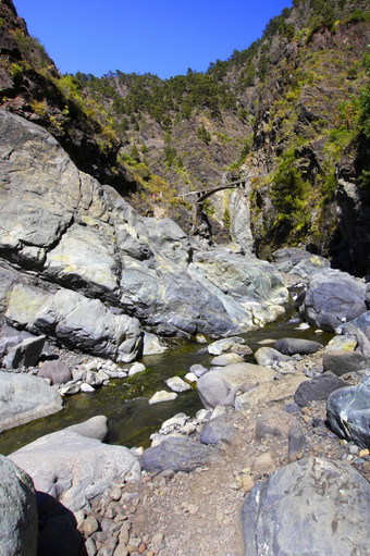 峡谷这些安古斯提亚斯taburiente河火山口taburiente国家公园生物圈储备泽帕地方政府投资公司棕榈金丝雀岛屿西班牙欧洲