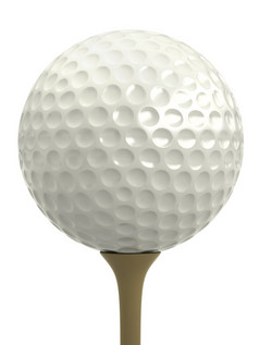 渲染高尔夫球球和三通孤立的在白色背景