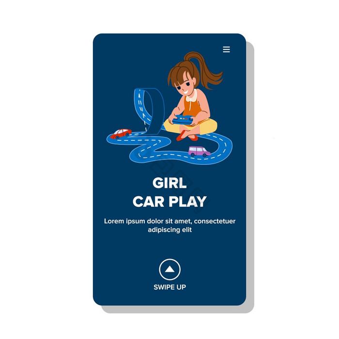 学龄前儿童女孩玩车跟踪玩具向量小孩子玩车