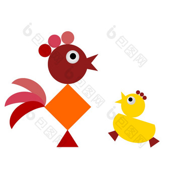 插图色彩斑斓的公鸡和黄色的<strong>小鸡</strong>插图色彩斑斓的公鸡和黄色的<strong>小鸡</strong>