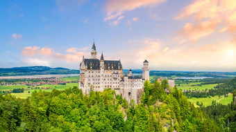 举世闻名的新天鹅堡城堡西南巴伐利亚<strong>德国</strong>夏天
