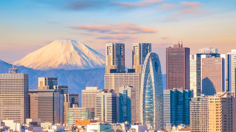 全景视图东京天际线和山富士日本