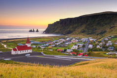 维克教堂rsquo注意在的日落冰岛