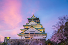 大阪城堡与完整的布鲁姆樱花日本