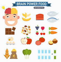 大脑权力食物信息图表向量插图