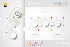 infographics模板技术齿轮轮工程电路董事会向量插图数字创新设计色彩斑斓的电路董事会业务概念与选项摘要背景