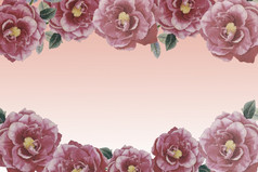 婚姻邀请卡情人节新一年卡与明亮的粉红色的玫瑰花框架在粉红色的背景水彩绘画插图古董概念经典风格