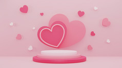 插图设计与粉红色的心背景与显示站为情人节rsquo一天