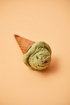 绿色茶冰奶油柔和的背景绿色茶冰奶油橙色背景