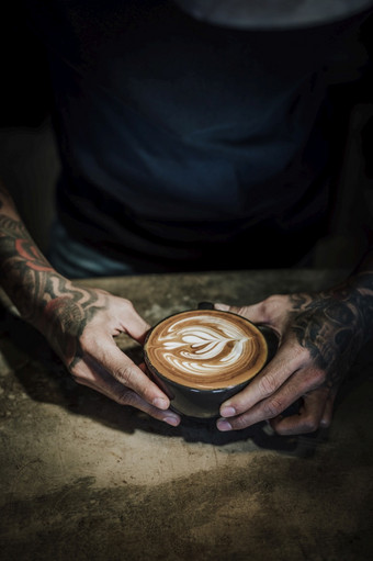 咖啡拿铁艺术使咖啡师咖啡商店咖啡馆古董颜色语气