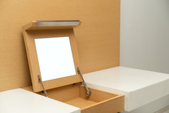 模拟镜子橱柜棕色（的）木表格建