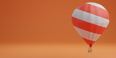 白色和红色的气球橙色背景旅行概念呈现