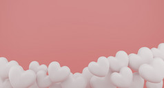 情人节rsquo一天概念白色心气球粉红色的背景呈现