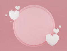 情人节rsquo一天概念白色心气球与横幅粉红色的背景呈现