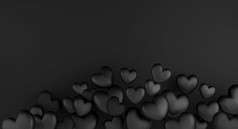 情人节rsquo一天概念黑色的心气球黑色的背景呈现