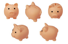 小猪银行孤立的白色背景储蓄钱概念