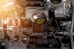 车引擎部分概念现代车辆电动机和减少金属车引擎部分细节
