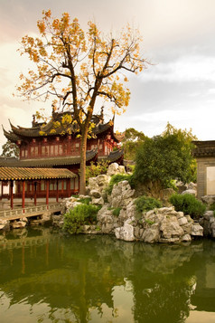 宝塔公共花园豫园万丽花园花园老小镇上海中国亚洲