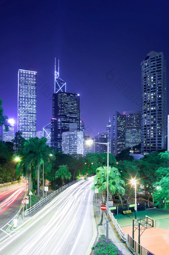 天际线摩天大楼从的十字路口棉花树开车和花园路钟婉中央区在香港香港岛在香港香港中国亚洲