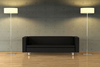 呈现空墙现代公寓与现代家具自我设计