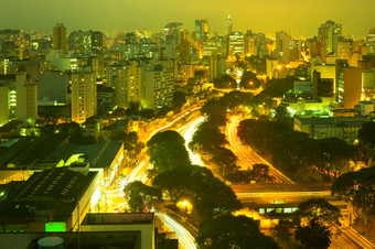 视图市中心天际线和大道5月为什么paulo巴西