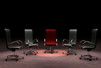 呈现集团办公室椅子代表的概念领导站<strong>出</strong>从的人群不同的