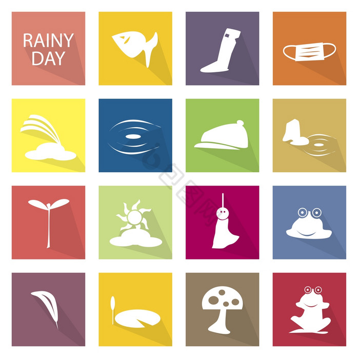 插图集合多雨的季节季风季节图标一个的四个