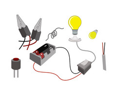 插图的照明电路工作原则光灯泡连接与电池细胞