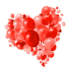 温暖的红色的气球飞行心形状形成白色背景色彩斑斓的气球心集团
