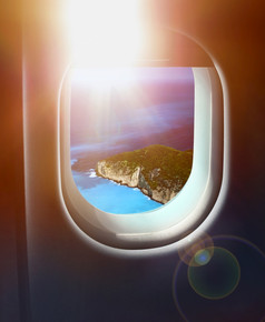 接近纸牌天堂岛假期阳光目的地飞机飞机窗口天空视图接近假期目的地