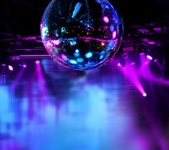 色彩斑斓的迪斯科镜子球灯晚上俱乐部背景