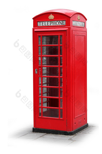 经典红色的电话<strong>展位</strong>盒子伦敦孤立的白色红色的电话<strong>展位</strong>盒子伦敦