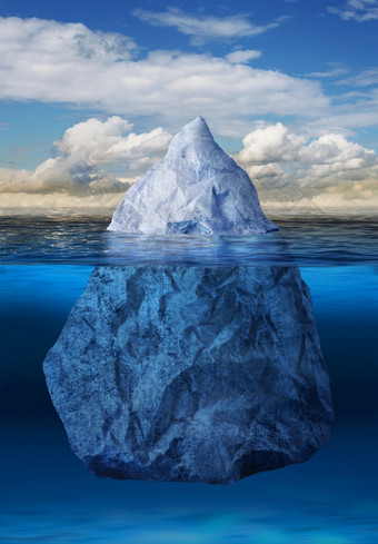 冰山浮动蓝色的海洋全球气候变暖概念冰山浮动海洋