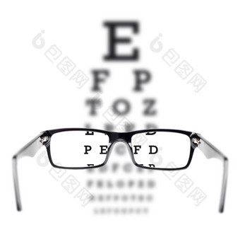 视线测试见过通过眼睛眼镜白色背景孤立的视线测试见过通过眼睛眼镜