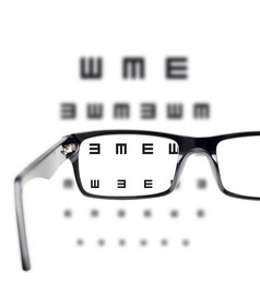 视线测试见过通过眼睛眼镜白色背景孤立的视线测试见过通过眼睛眼镜