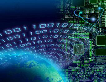二进制数据周围全球电路董事会背景全球数字技术概念全球数字技术概念