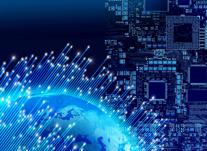 光学纤维周围全球电路董事会背景全球数字技术概念全球数字技术概念
