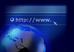 网络浏览器显示和数字地球全球黑暗蓝色的背景