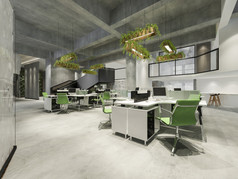 呈现业务会议和绿色工作房间办公室建筑